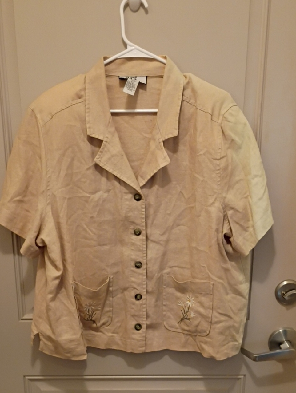 Bicé By Sag Harbor Women's Vtg Dandelion 100%Linen Button Down Shirt Size 2X